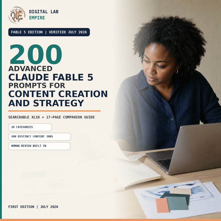200 Advanced Claude Fable 5 prompts for content creation and strategy with a usage guide and operating workbook