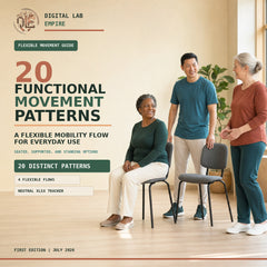 Adults preparing for a flexible everyday mobility flow with a 20-pattern guide and tracker